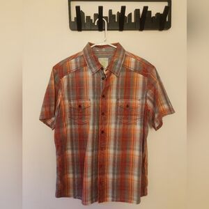 Men's Plaid Button-Down Shirt - Red and Gray